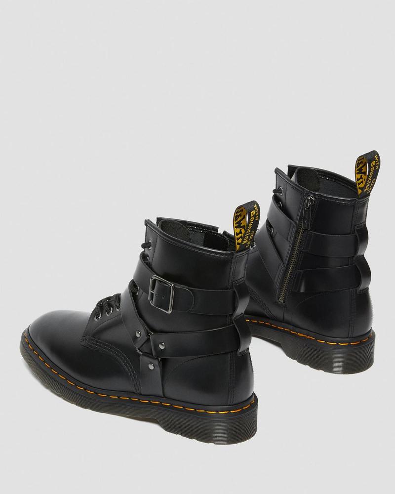 Dr Martens Cristofor Leren Harness Veterlaarzen Dames Zwart | NL 560NWY